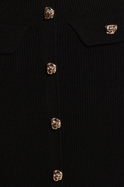 Aspen Button Up Knit Dress - Black