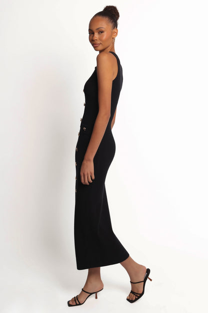 Aspen Button Up Knit Dress - Black