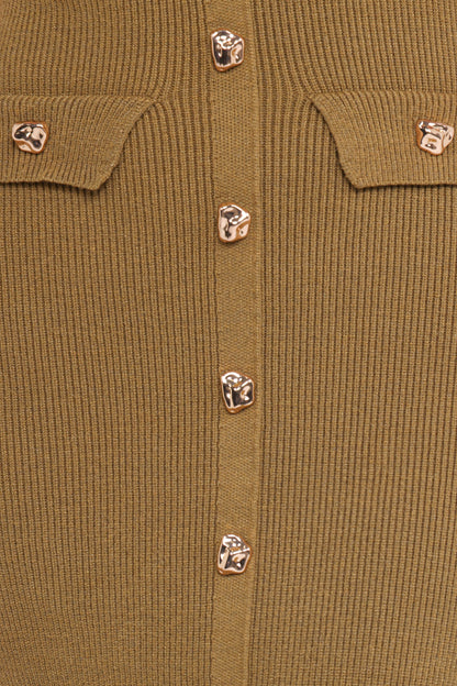 Aspen Button Up Knit Dress - Olive