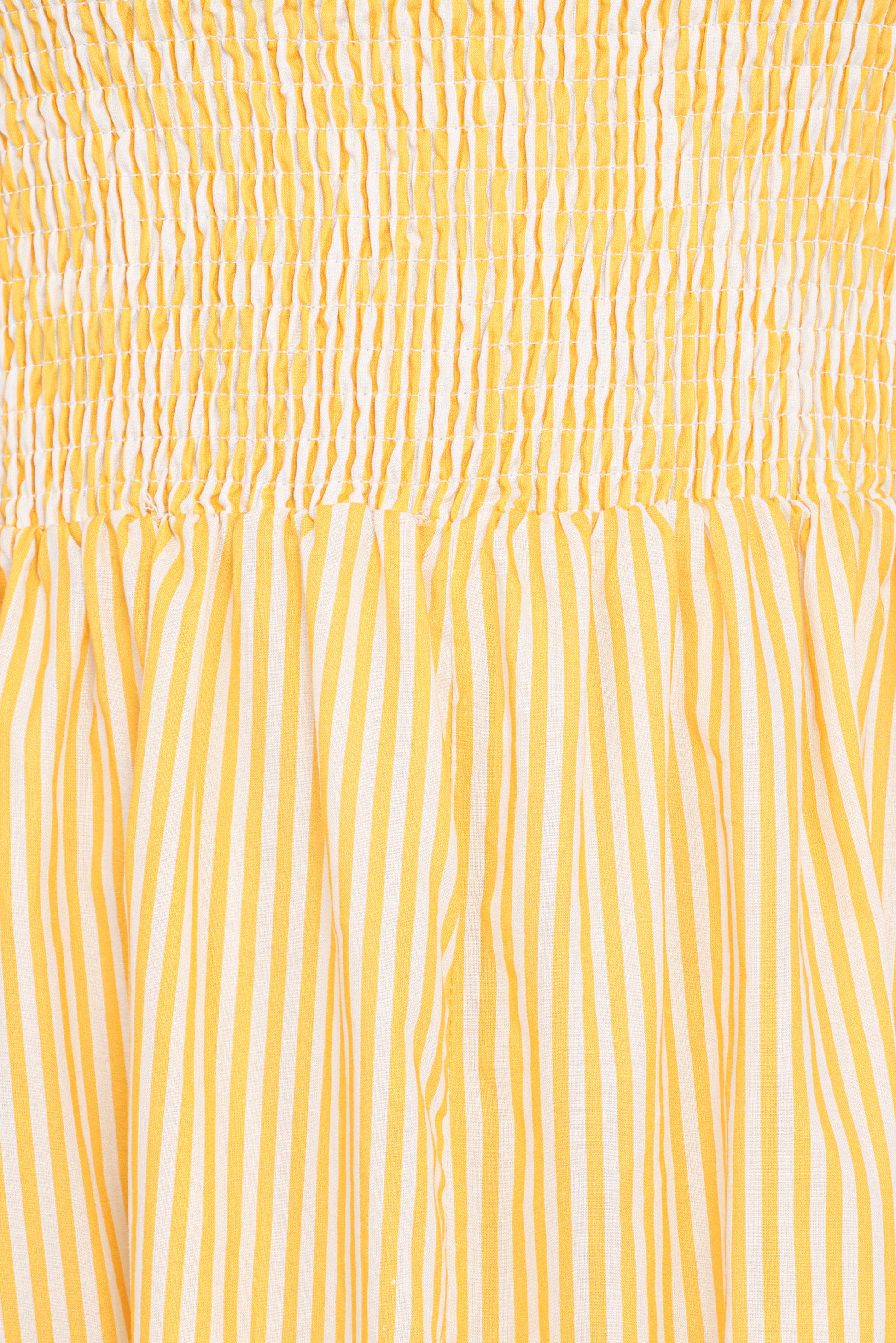 Aviva Smocked Midi Dress - Mango Stripe