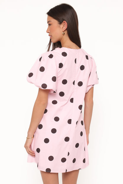 Bertine Mini Dress - Pink Polka Dot