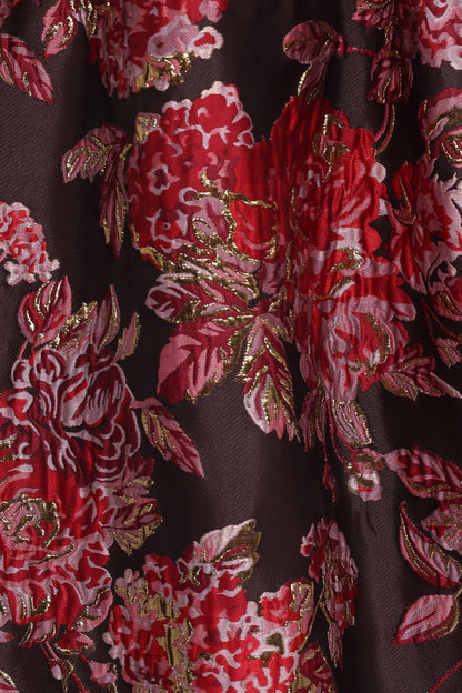 Betina Bow Front Maxi Dress - Brown Floral
