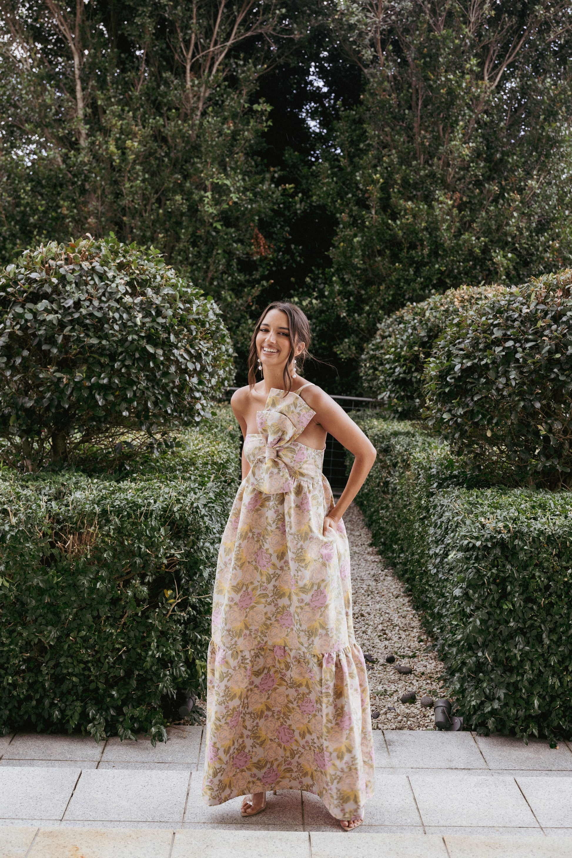 Betina Bow Front Maxi Dress - Multi Floral