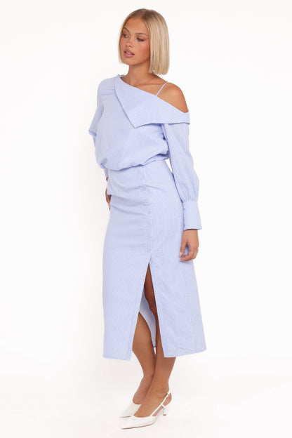 Broderick Midi Dress - Blue Stripe