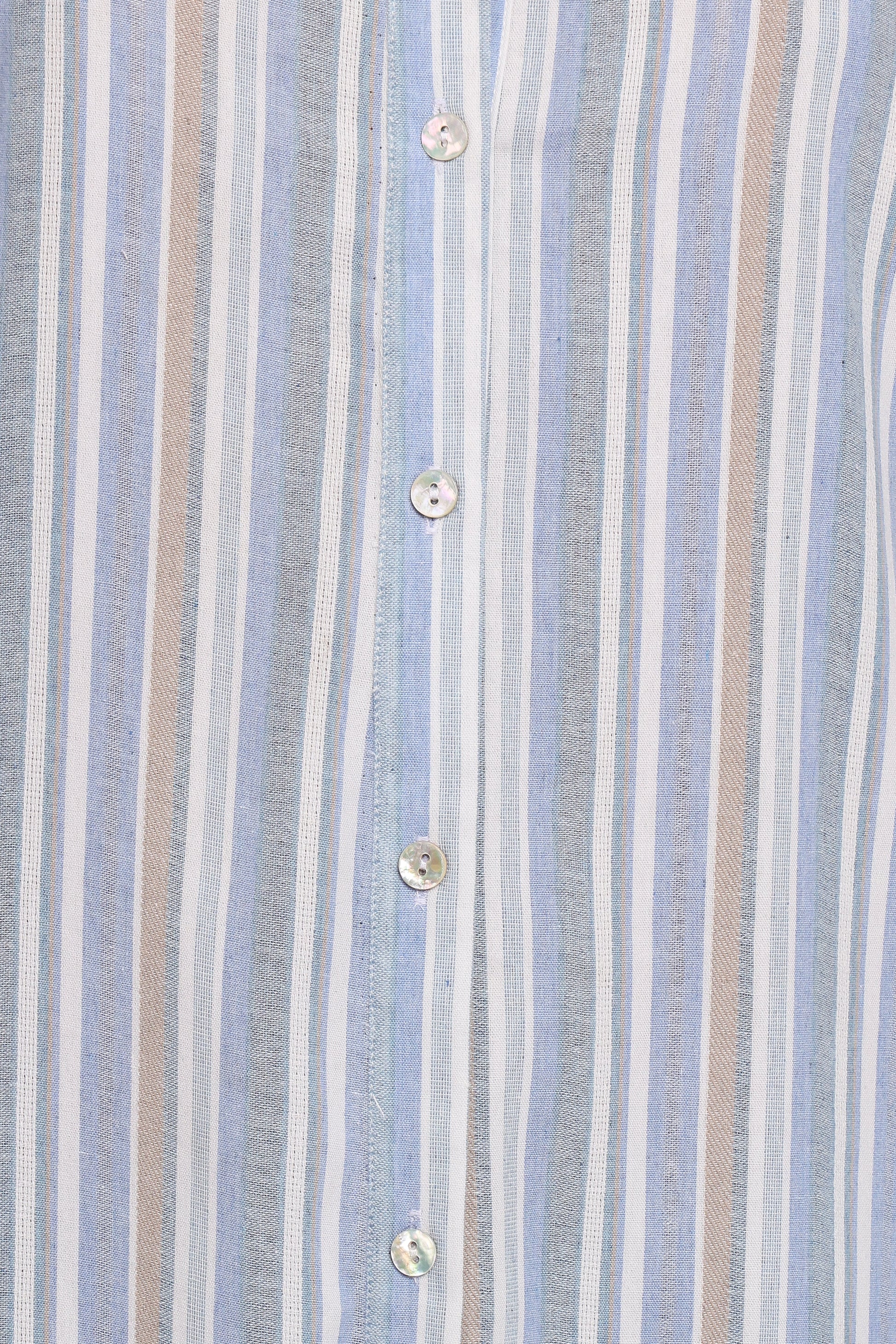Caprice Long Sleeve Button Down Maxi Dress - Blue Stripe