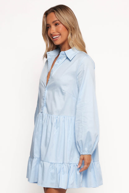 Carlotta Long Sleeve Mini Dress - Blue