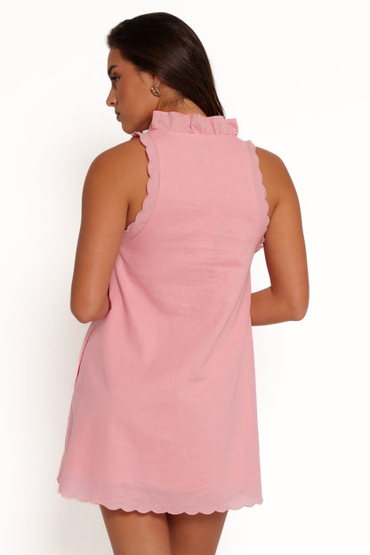 Cassandra Ruffle Mini Dress - Pale Pink