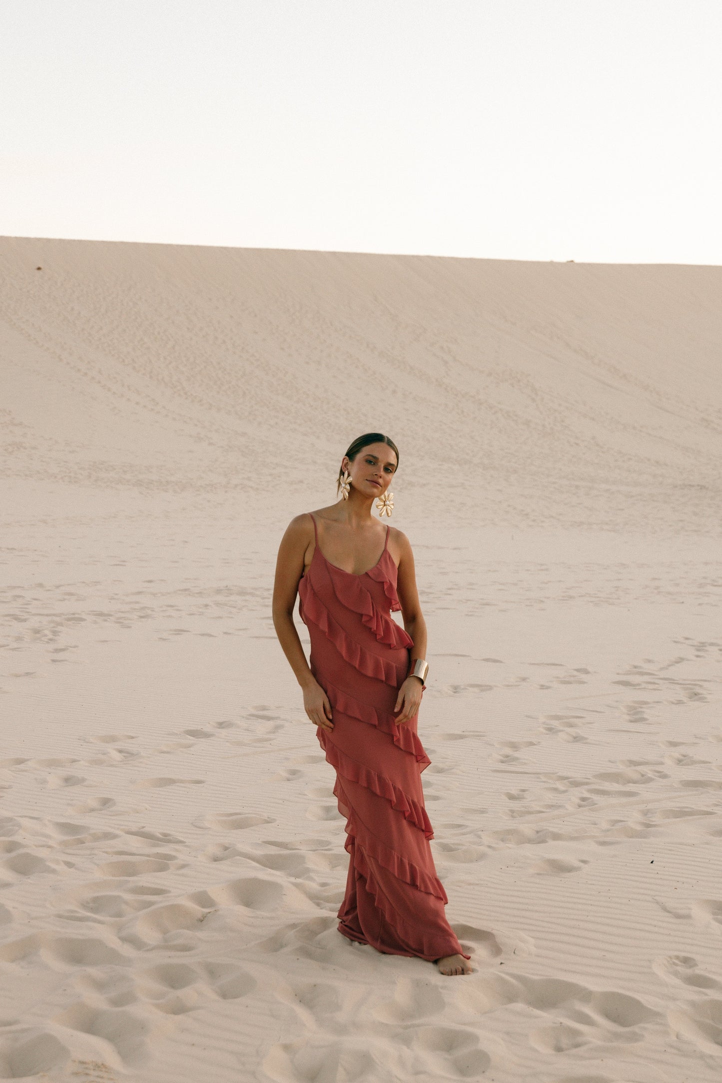 Ciao Ruffles Maxi Dress - Rosewood