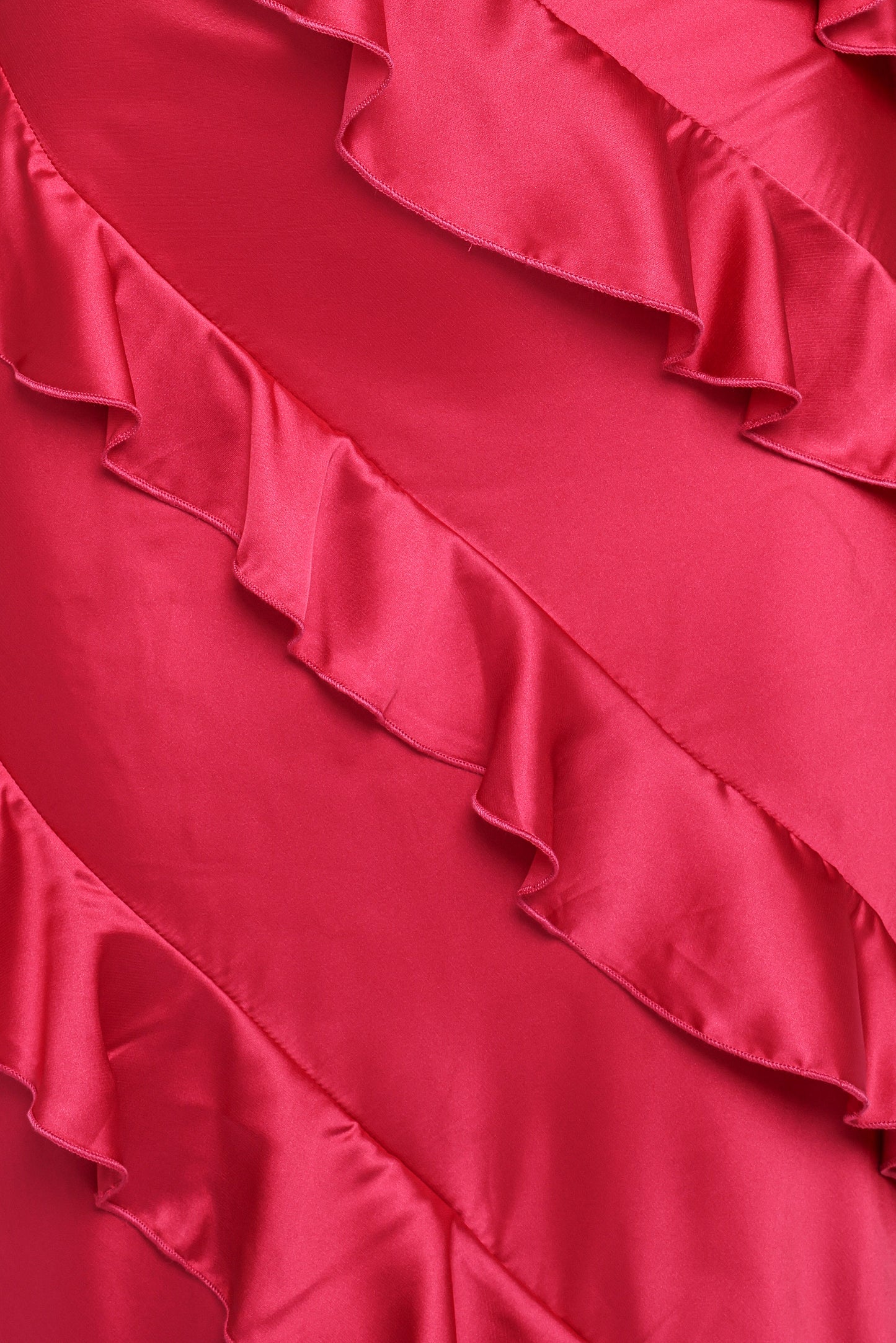 Ciao Ruffles Maxi Satin Dress - Fuchsia