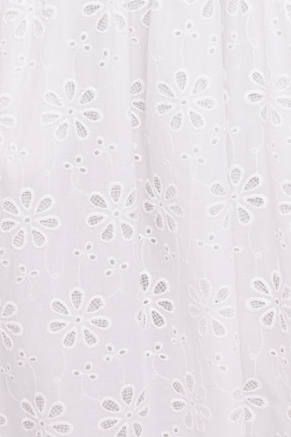 Clo Puff Sleeve Midi Dress - White Broderie
