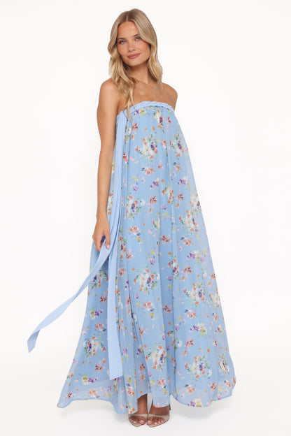 Codie Off Shoulder Maxi Dress - Cornflower Blue Floral
