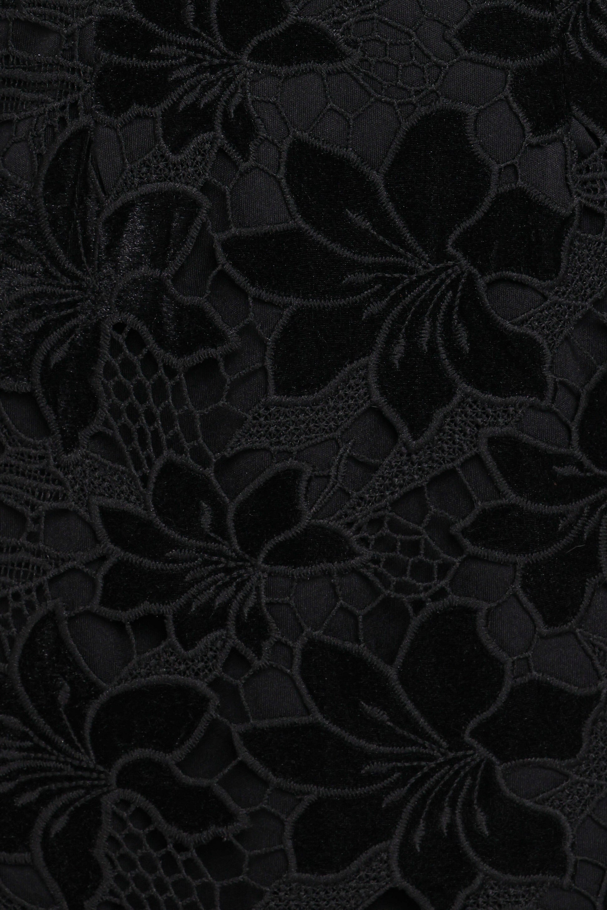 Cynthia Velvet Lace Mini Dress - Black