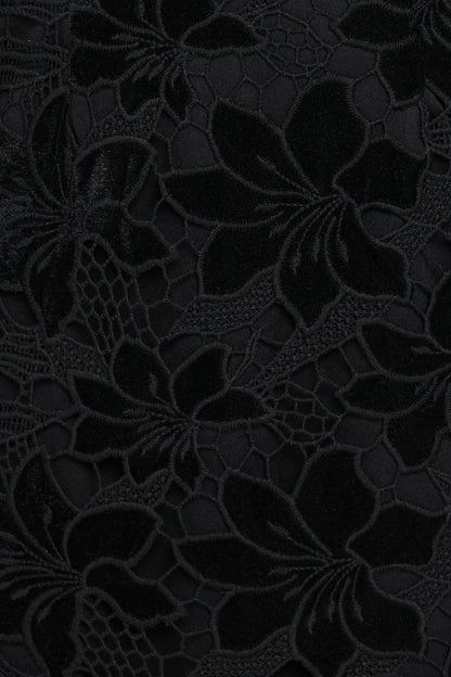 Cynthia Velvet Lace Mini Dress - Black