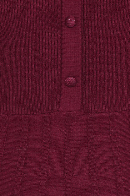 Darlina Long Sleeve Mini Dress - Burgundy