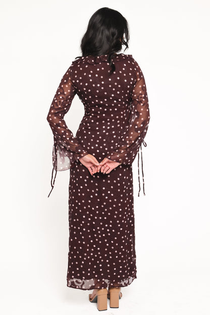 Delta Maxi Dress - Plum Polka Dot