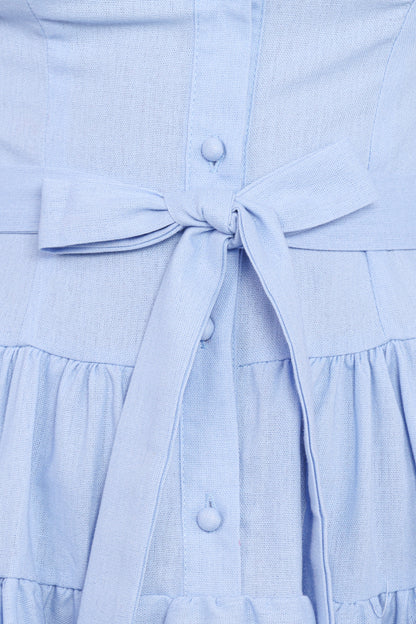 Diantha Long Sleeve Mini Dress - Blue