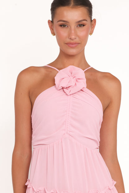 Dottie Halterneck Maxi Dress - Pink