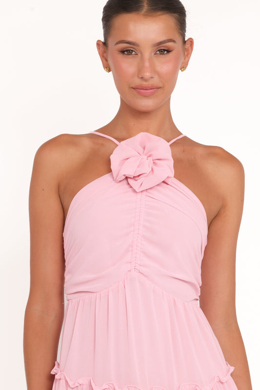 Dottie Halterneck Maxi Dress - Pink