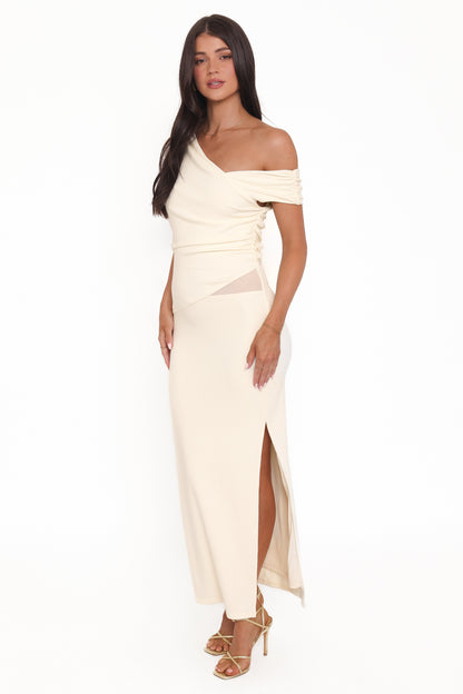 Edie Off Shoulder Midi Dress - Butter Yellow