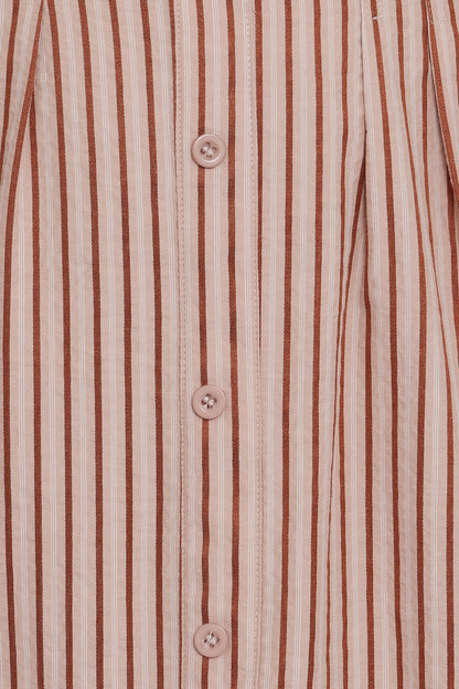 Eilis Short Sleeve Button Down Maxi Dress - Brown Stripe