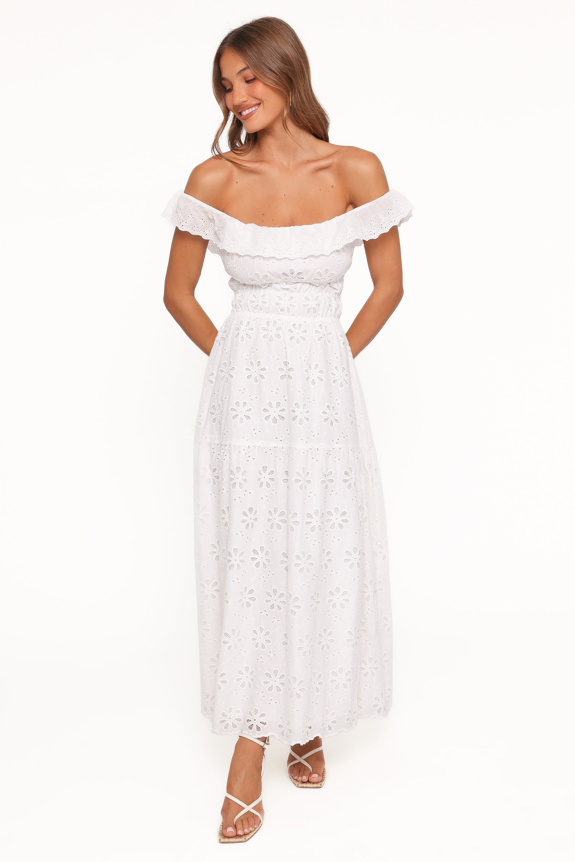 Elwyn Maxi Dress - White Broderie