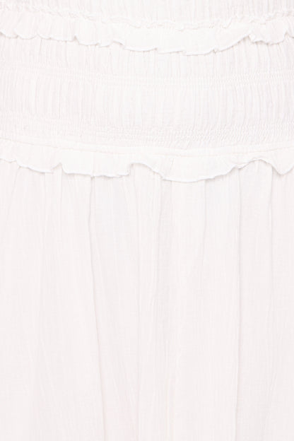Enola Gather Midi Dress - White