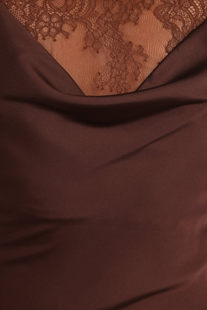 Evana Lace Maxi Dress - Brown