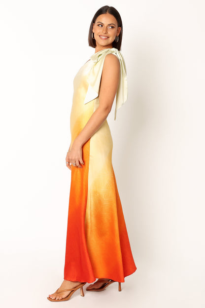 Glow One Shoulder Midi Dress - Sunset