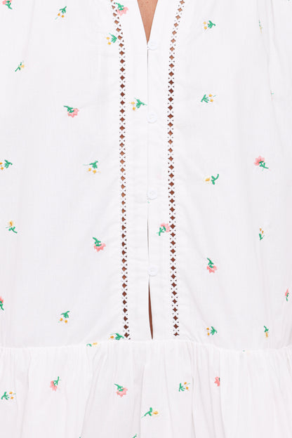Hart Long Sleeve Mini Dress - White Floral