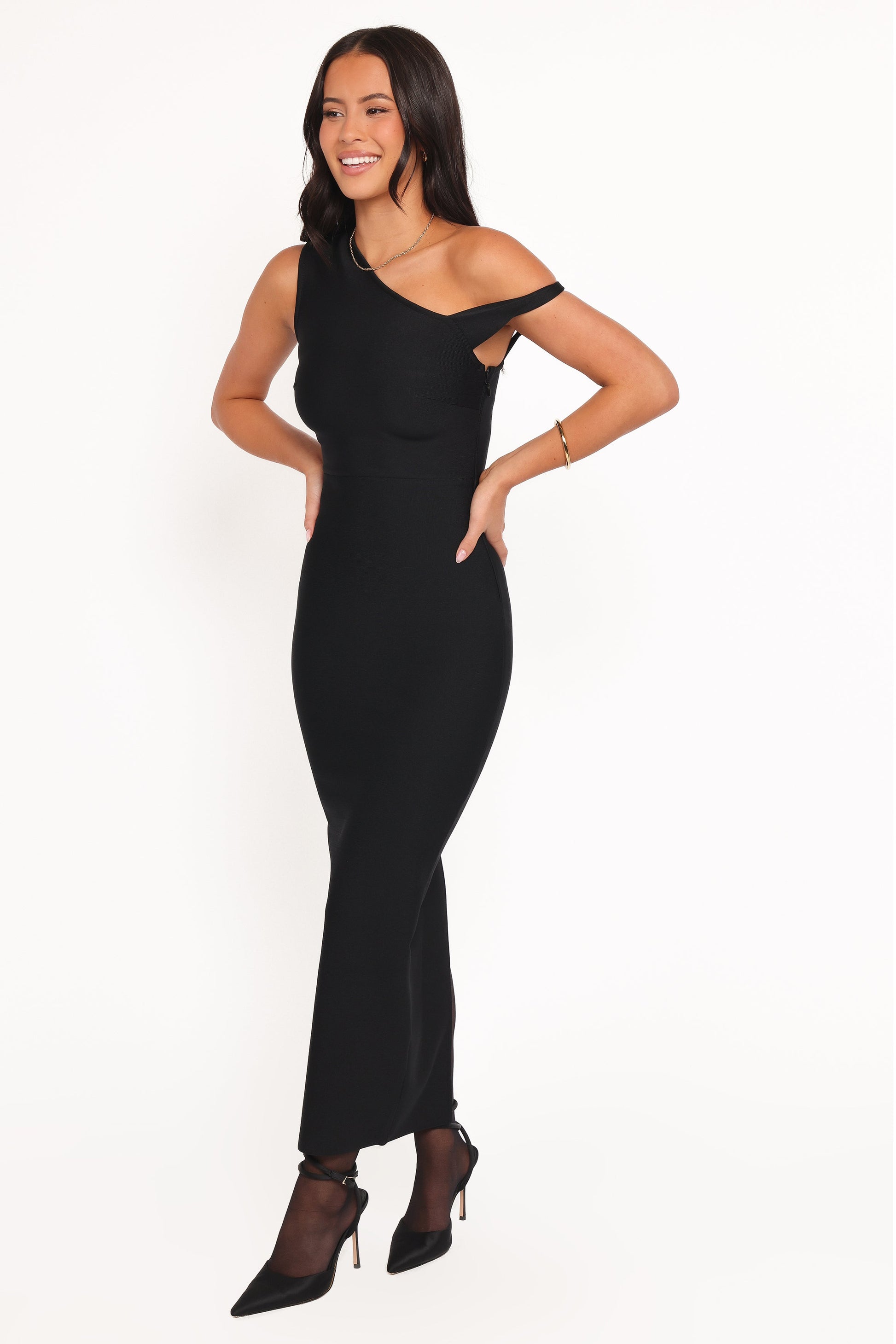 Hudson Off Shoulder Midi Dress - Black