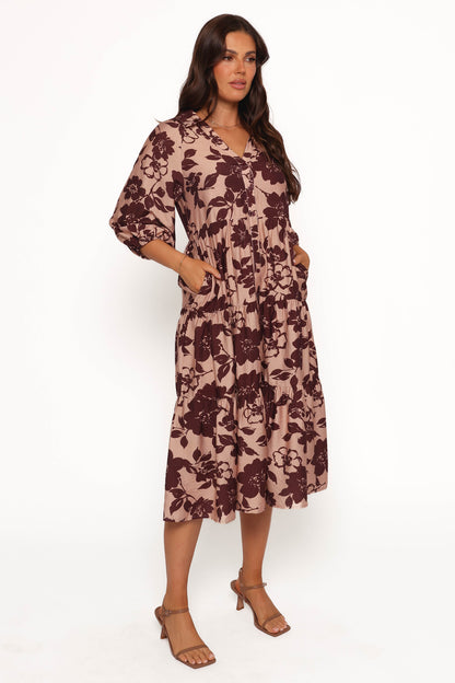 Isaac Maxi Dress - Brown Floral