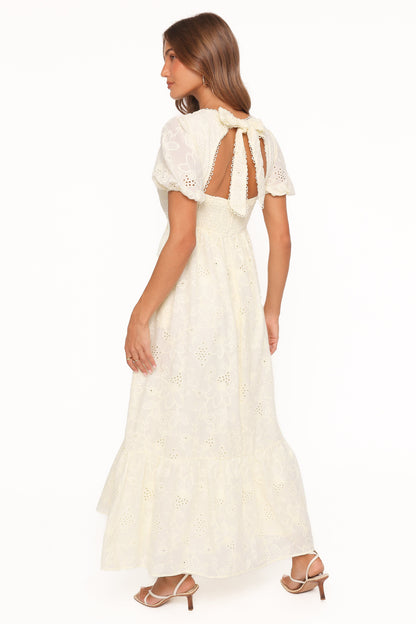 Janice Maxi Dress - Butter Yellow Broderie