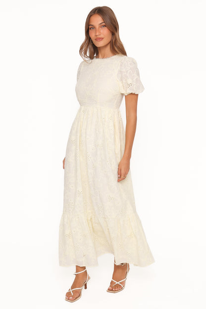 Janice Maxi Dress - Butter Yellow Broderie