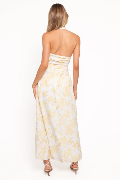 Jemma Halter Maxi Dress - Yellow Floral