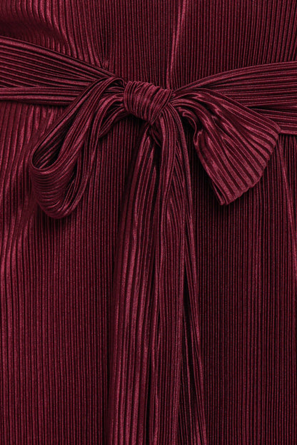 Joy Plisse Mini Dress - Burgundy