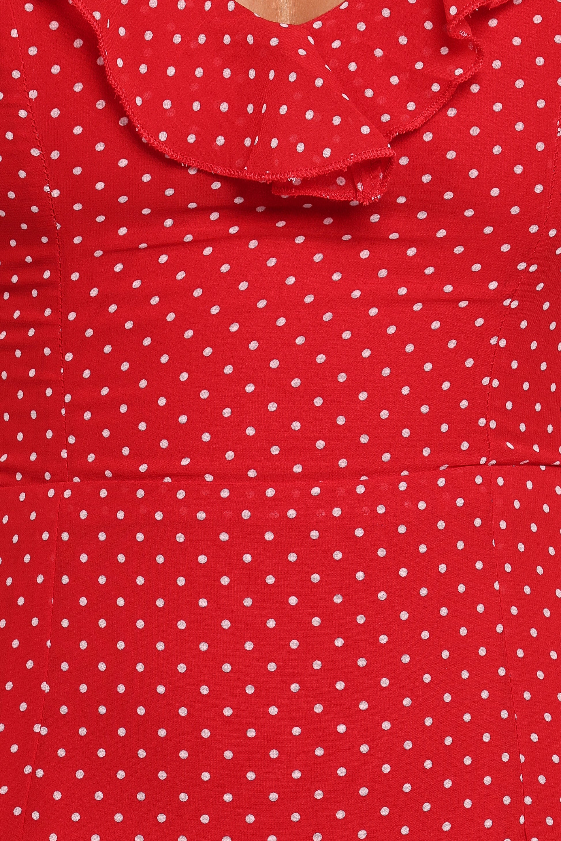 Judy Maxi Dress - Red Polka Dot
