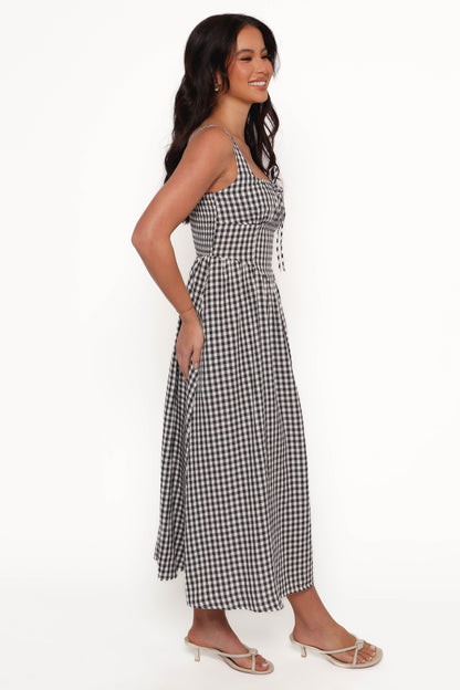 Kinslee Midi Dress - Black Gingham