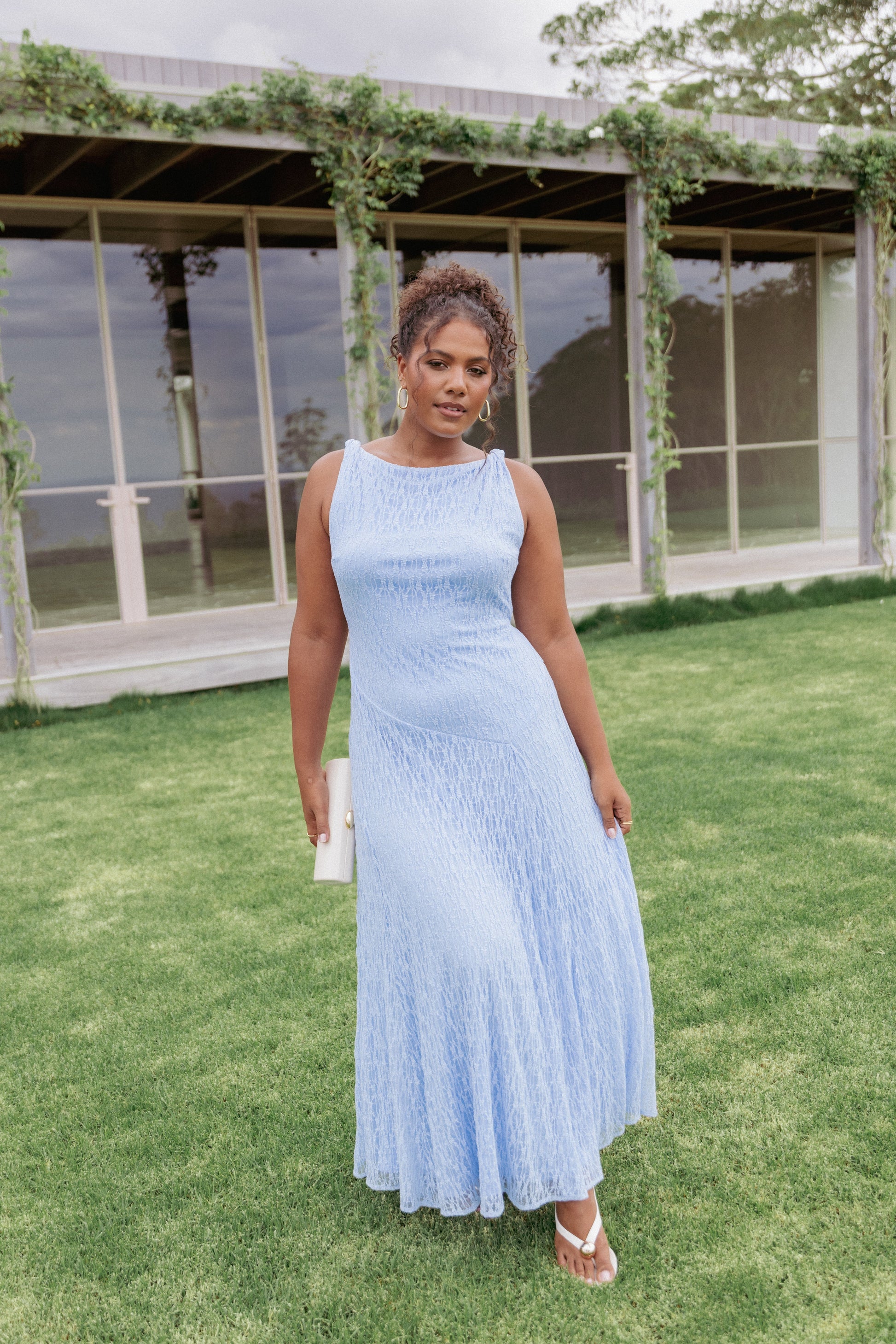 Kirsten Lace Maxi Dress - Cornflower Blue