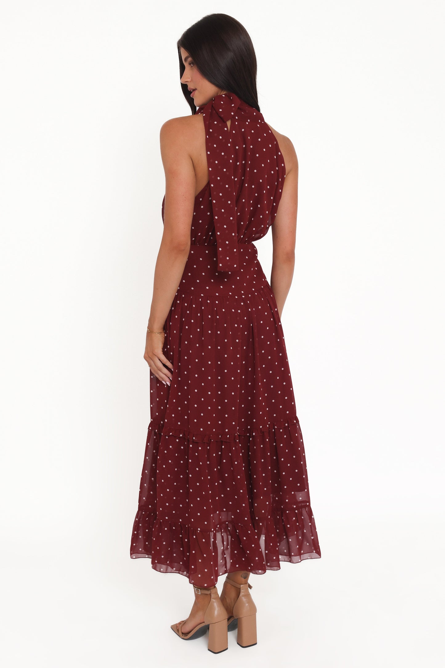 Leona Halterneck Maxi Dress - Red Polka Dot