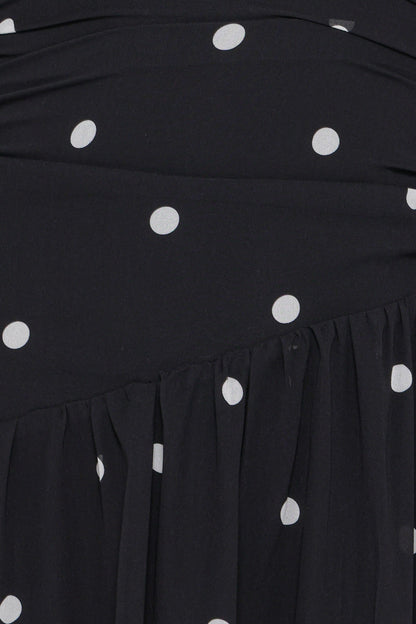 Levine Maxi Dress - Black Polka Dot