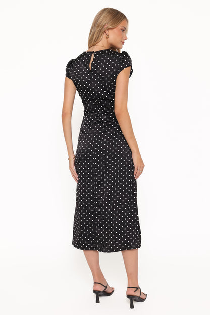 Lisbeth Midi Dress - Black Polka Dot