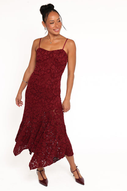 Lorde Midi Dress - Burgundy Lace