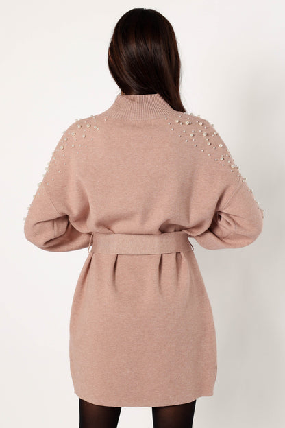 Maeve Long Sleeve Mini Dress - Mocha
