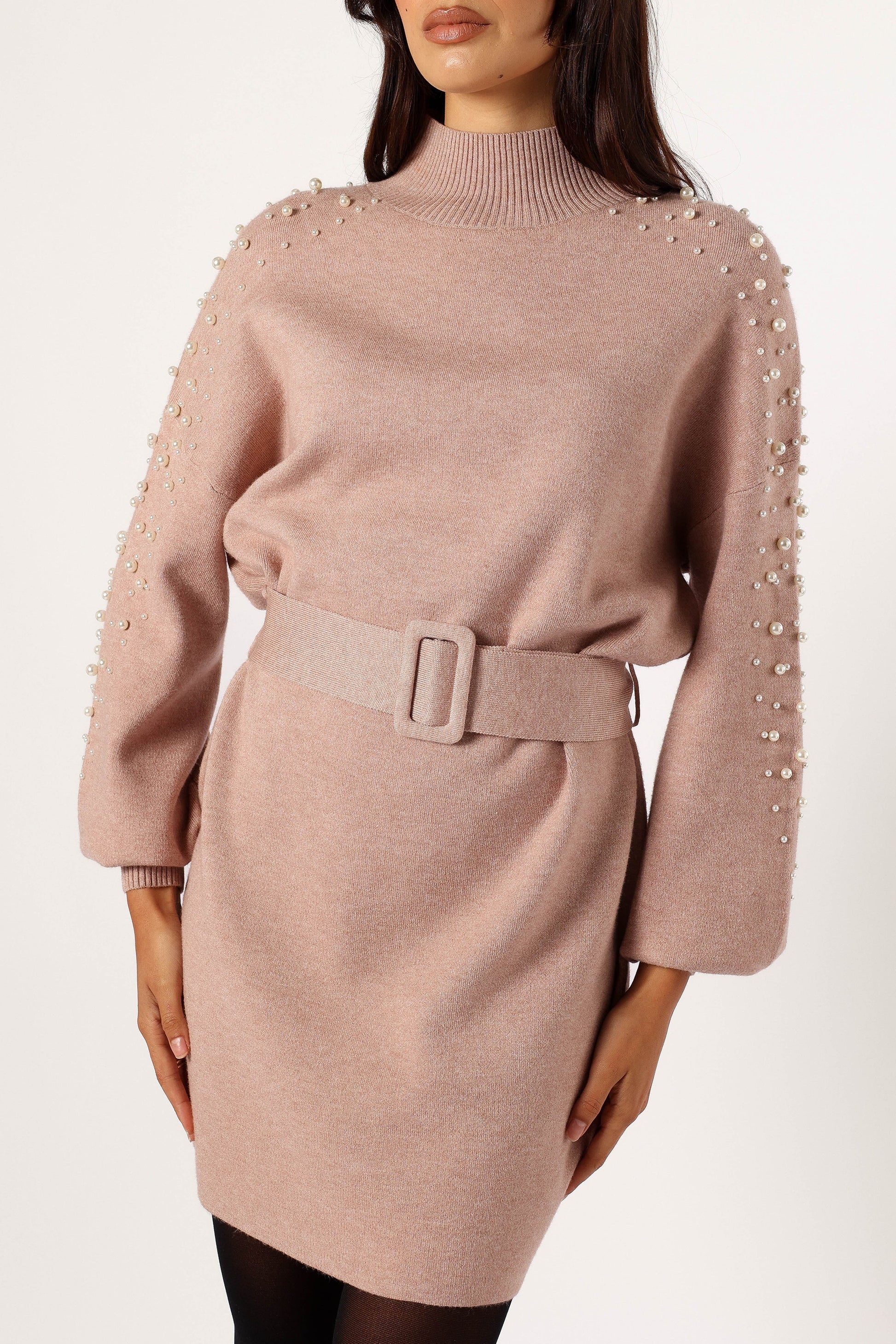 Maeve Long Sleeve Mini Dress - Mocha