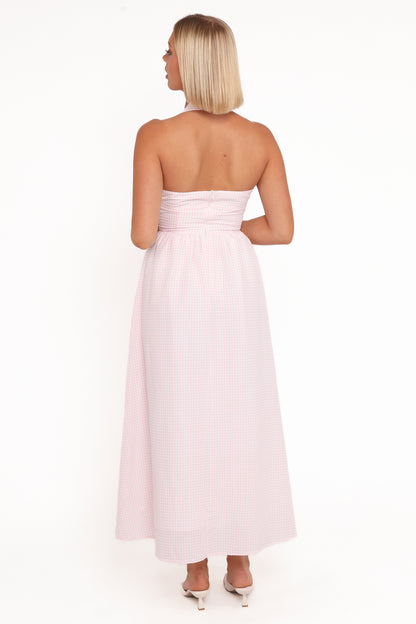 Margerie Halter Dress - Pink Gingham