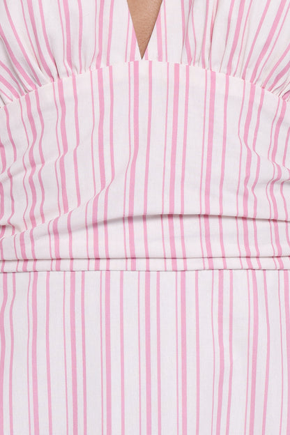 Marie Halterneck Maxi Dress - Pink Stripe