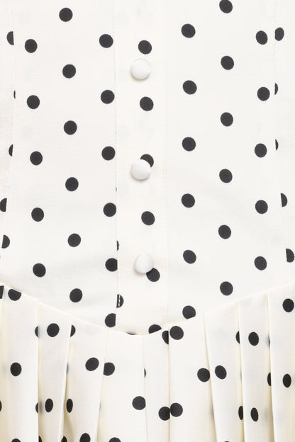 Marlie Off Shoulder Mini Dress - Cream Polka Dot