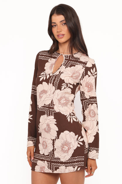 Marylon Mini Dress - Brown Floral