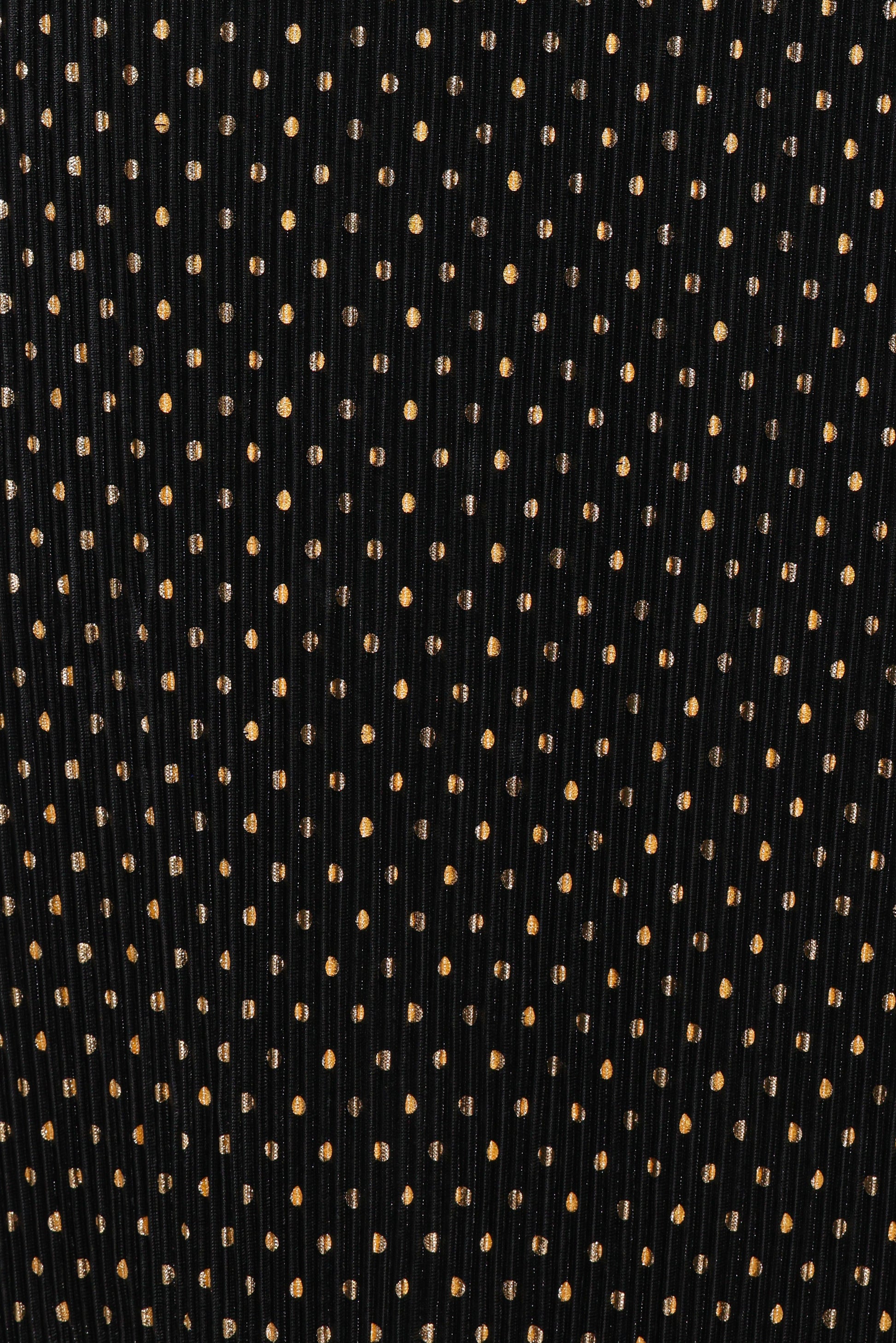 Melody Plisse Halter Maxi Dress - Black/Gold Polka Dot