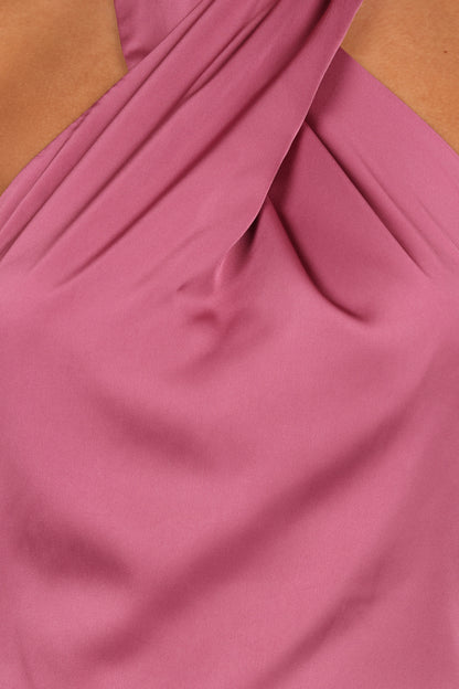 Mila Halterneck Maxi Dress - Dark Rose